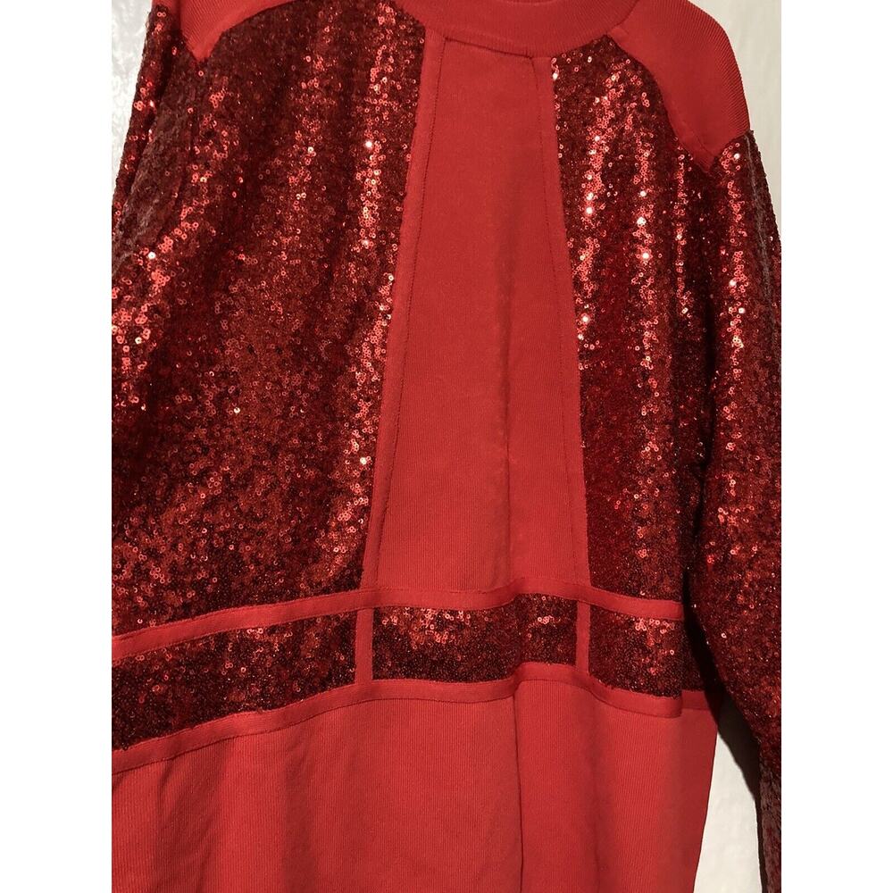 RED SEQUIN 24W‎ MIDI DRESS Evening Christmas Holiday Party - Picture 4 of 7